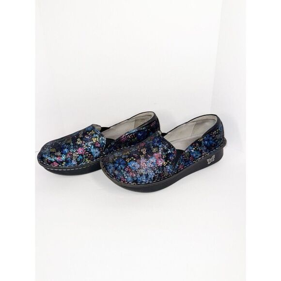 Alegria Shoes Leather SlipOn Loafer Debra Metallic Floral Comfort Nurse 38/8-8.5 - Picture 5 of 16